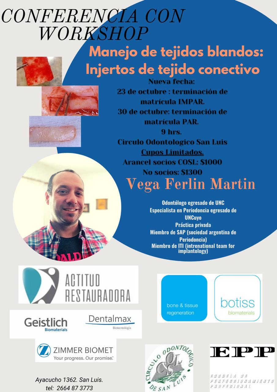 CURSO CON WORKSHOP DE MANEJO DE TEJIDOS BLANDOS, INJERTOS DE TEJIDO CONECTIVO