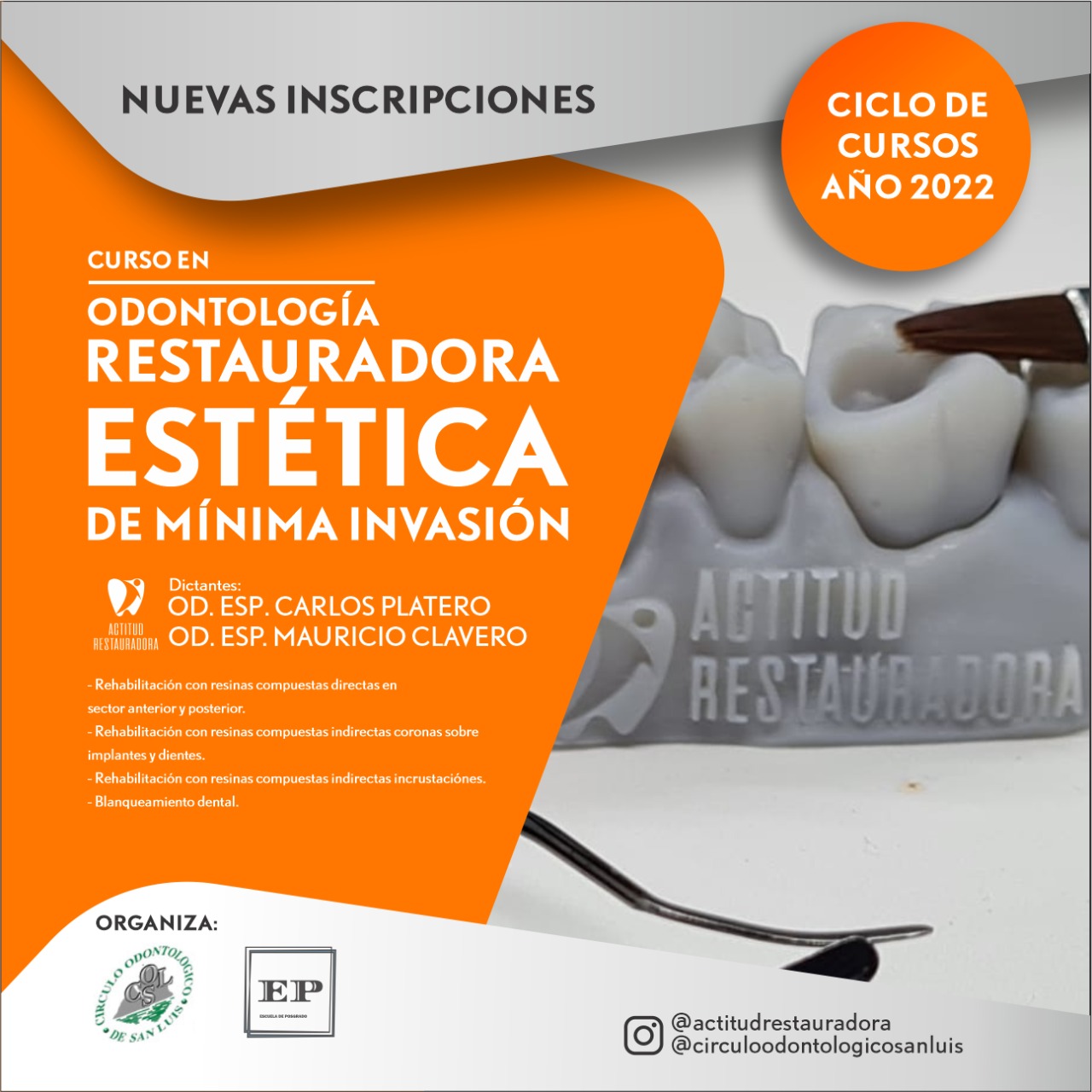 CURSO DE " ODONTOLOGIA RESTAURADORA Y ESTETICA A CARGO DE LOS DRES. PLATERO Y CLAVERO