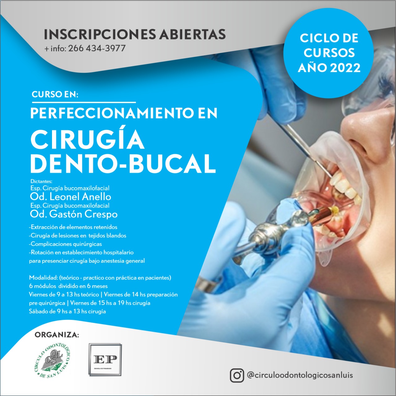 CURSO DE CIRUGÍA DENTO-BUCAL Dres Crespo Gastón y Anello Leonel